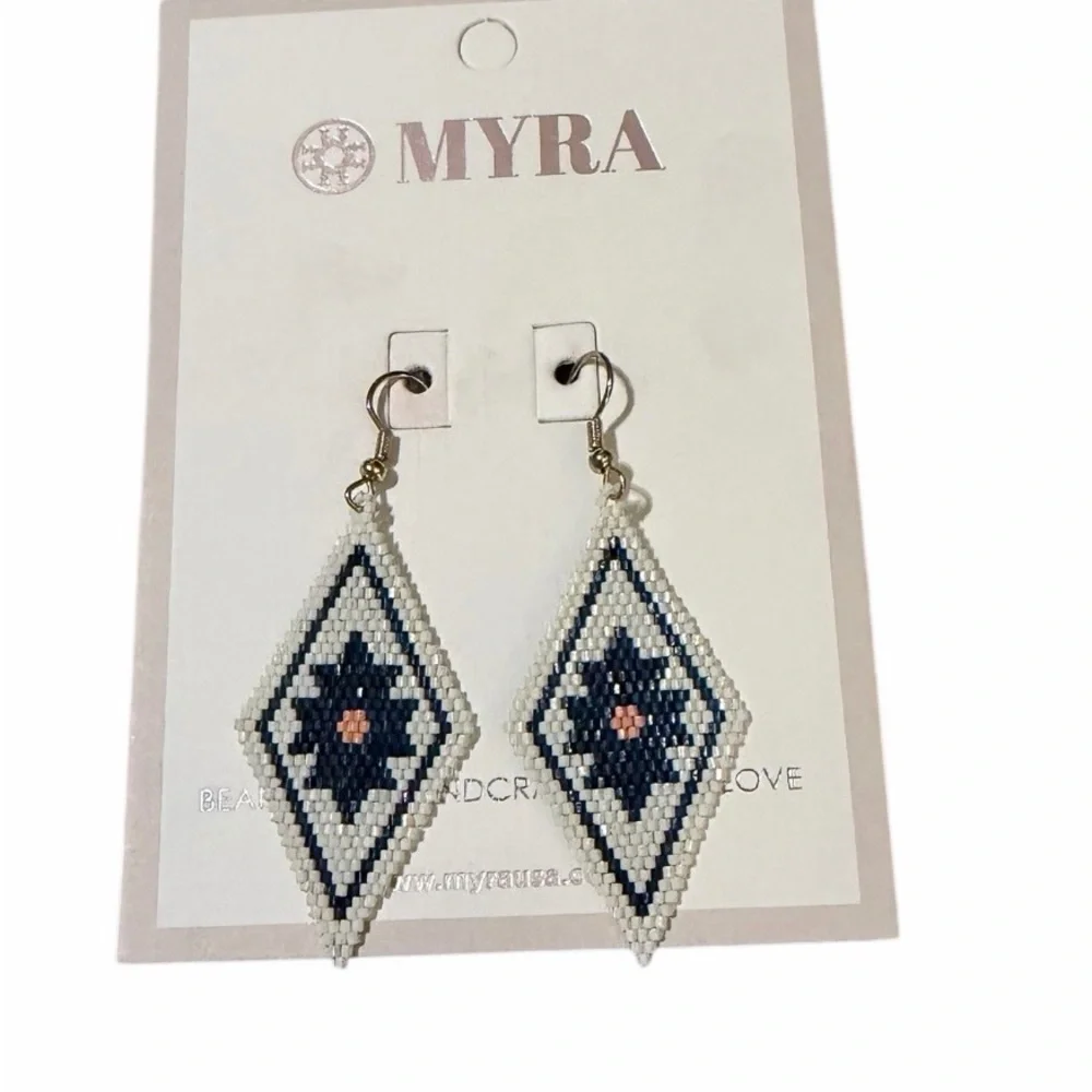 Myra Bag Navy and White Diamond‎ Earrings